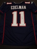 Julian Edelman New England Patriots Autographed Custom Football Jersey coa