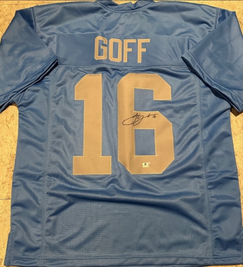 Jared Goff Detroit Lions Autographed Custom Alt. Football Jersey coa
