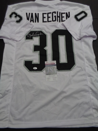 Mark Van Eeghan Oakland Raiders Autographed Custom Football Jersey coa