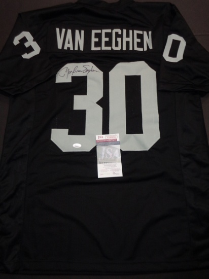 Mark Van Eeghan Oakland Raiders Autographed Custom Football Jersey coa