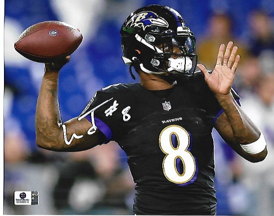 Lamar Jackson Baltimore Ravens Autographed 8x10 Photo coa