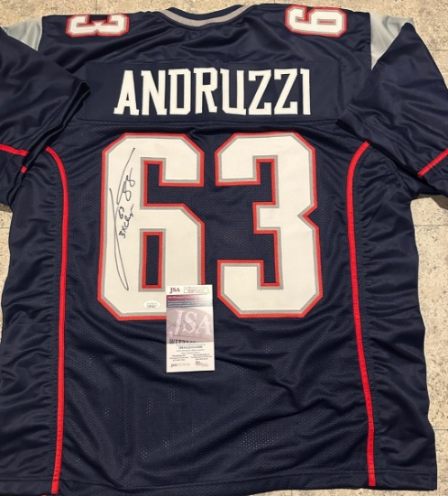 Joe Andruzzi New England Patriots Autographed Custom Football Jersey coa