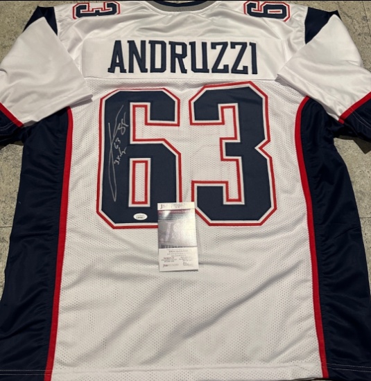 Joe Andruzzi New England Patriots Autographed Custom Football Jersey coa