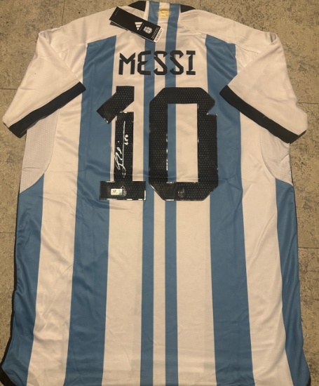 Lionel Messi Argentina Autographed 2022-23 Adidas FIFA World Cup Soccer Jersey coa
