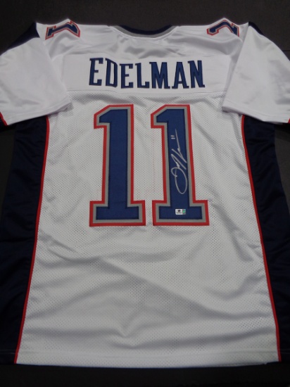 Julian Edelman New England Patriots Autographed Custom Football Jersey coa