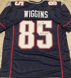 Jermaine Wiggins New England Patriots Autographed & Ins Custom Football Jersey coa