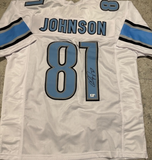 Calvin Johnson Detroit Lions Autographed Custom Football Jersey coa