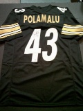 Troy Polamalu Pittsburgh Steelers Autographed Custom Football Jersey coa