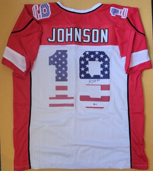 KeeSean Johnson Arizona Cardinals Autographed Custom Stars & Stripes Football Jersey coa