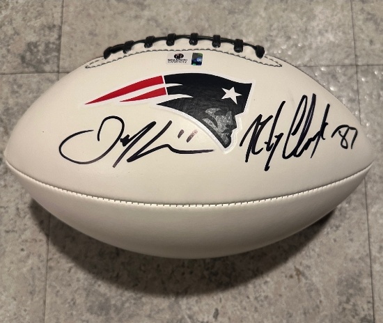 Julian Edelman & Rob Gronkowski New England Patriots Autographed Football coa