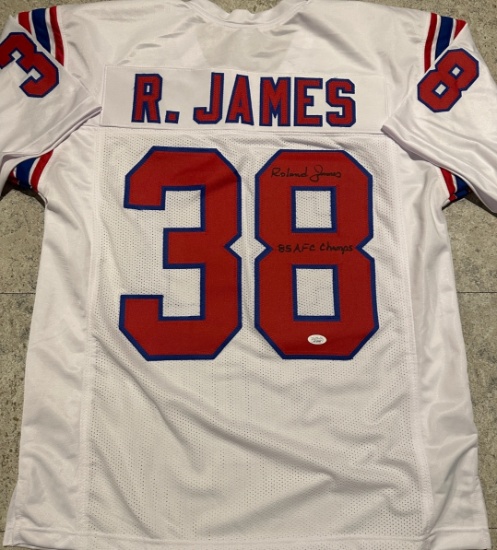 Roland James New England Patriots Autographed & Insc Custom Football Jersey coa