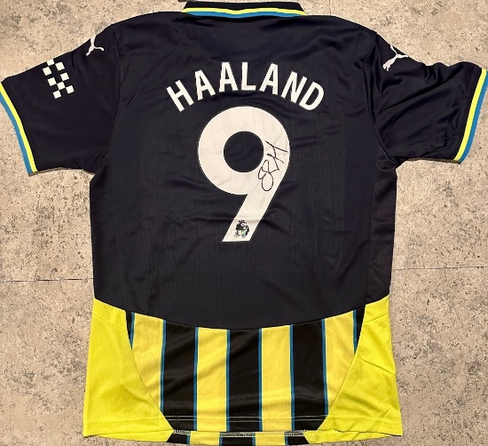 Erling Haaland Manchester City Autographed 2024-25 Puma Away Soccer Jersey coa