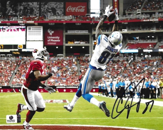 Calvin Johnson Detroit Lions Autographed 8x10 Photo coa