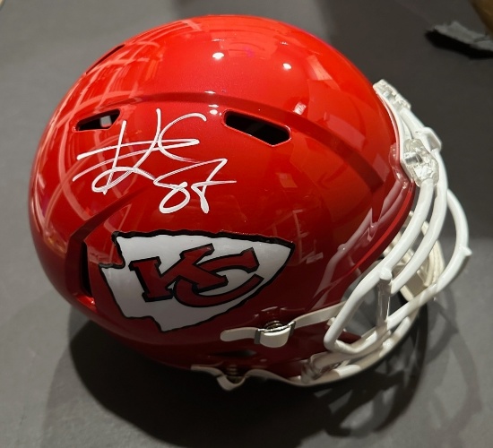 Travis Kelce Kansas City Chiefs Autographed Riddell Replica Full Size Helmet coa