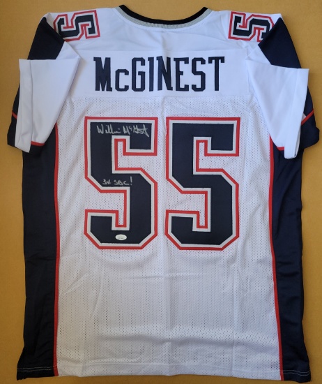 Willie McGinest New England Patriots Autographed Custom Football Jersey coa