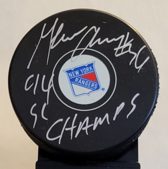 Glenn Anderson Edmonton Oilers Autographed & Inscribed Hockey Puck Hologram