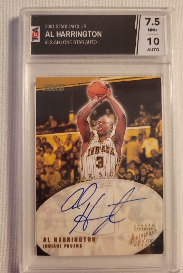Al Harrington Pacers 2001-02 Topps Stadium Club Lone Star Auto Graded NM+ 7.5/10