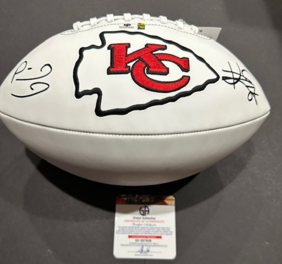 Patrick Mahomes & Travis Kelce Kansas City Chiefs Dual Autographed Football coa