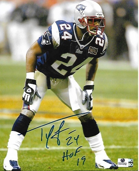 Ty Law New England Patriots Autographed & Insc 8x10 Photo coa