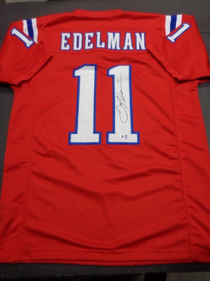 Julian Edelman New England Patriots Autographed Custom Football Jersey coa