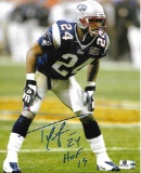 Ty Law New England Patriots Autographed & Insc 8x10 Photo coa