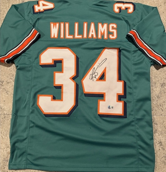 Ricky Williams Miami Dolphins Autographed Custom Football Jersey Beckett Hologram