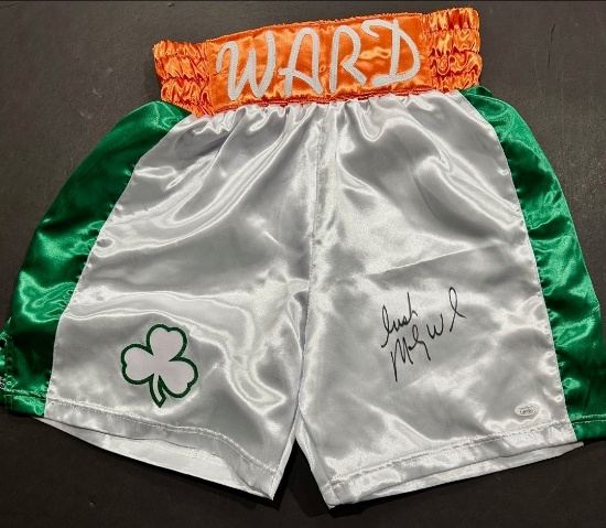 Micky Ward Former WBU Boxing Champion Autographed Boxing Trunks JSA COA