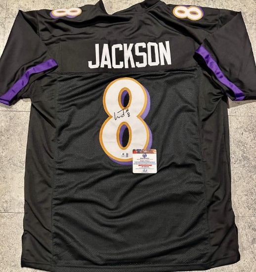 Lamar Jackson Baltimore Ravens Autographed Custom Football Jersey coa