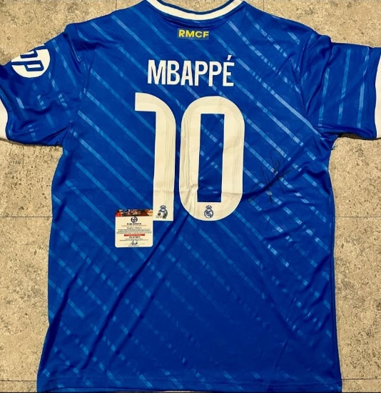 Kylian Mbappe Real Madrid Autographed 2025-26 Adidas 3rd Jersey coa