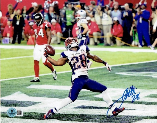 James White New England Patriots Autographed 8x10 Photo Beckett Hologram
