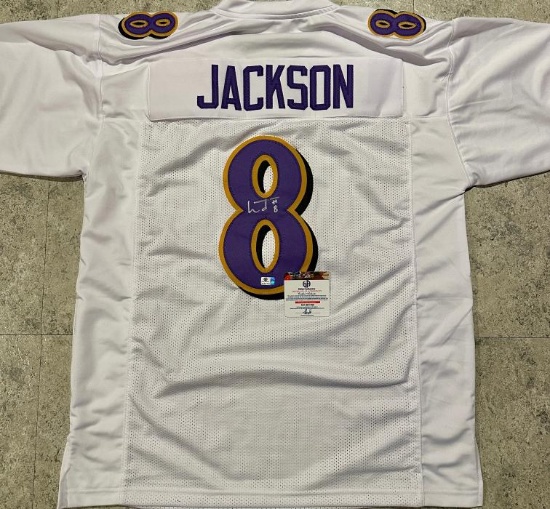 Lamar Jackson Baltimore Ravens Autographed Custom Football Jersey coa