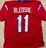 Drew Bledsoe New England Patriots Autographed Custom Football Jersey JSA Hologram