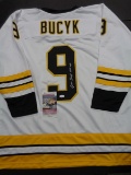 Johnny Bucyk Boston Bruins Autographed & Ins Custom Hockey Jersey coa
