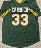 Jose Canseco Oakland A's Autographed Custom Green Baseball Jersey Beckett Hologram