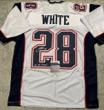 James White New England Patriots Autographed & Inscr Custom Football Jersey JSA coa