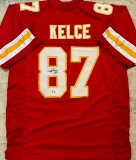Travis Kelce Kansas City Chiefs Autographed Custom Football Jersey coa