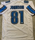 Calvin Johnson Detroit Lions Autographed Custom Football Jersey coa