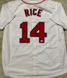 Jim Rice Boston Red Sox Autographed & Insc. Custom Baseball Jersey JSA Hologram