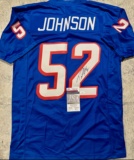 Ted Johnson New England Patriots Autographed Custom Football Jersey JSA W coa