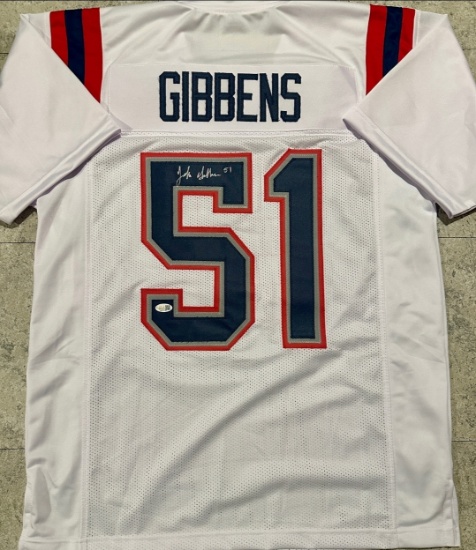 Jack Gibbens New England Patriots Autographed Custom Jersey JSA Hologram