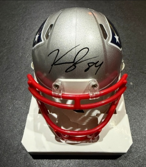Kendrick Bourne New England Patriots Autographed Riddell Mini Helmet Beckett Hologram