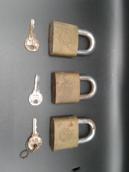 3 CES Padlocks with Keys