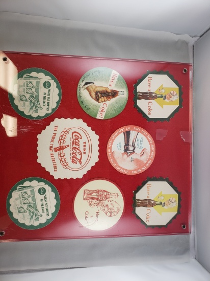 Eight 1950's Coca Cola Coasters in Display