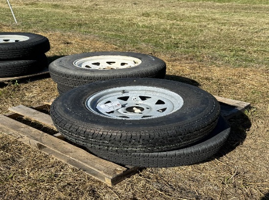 5 lug trailer tires and rims (4pc)