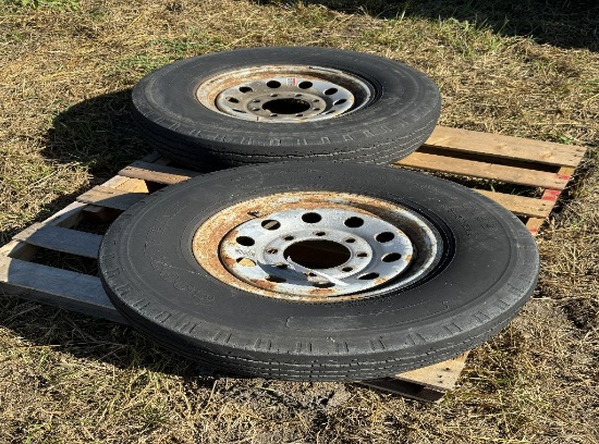8 lug trailer tires and rims (2pc)