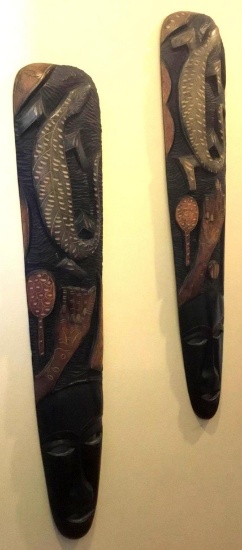 African hanging art pair