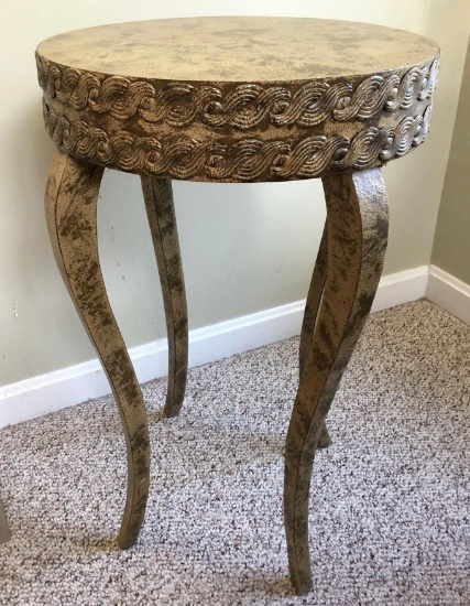 Artsy round metal side accent table