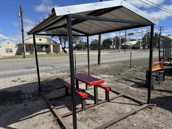 Picnic shed 7' wide, 9' long, 6.5' tall, Table