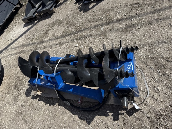 Skid steer auger set with 12" & 8" bits
