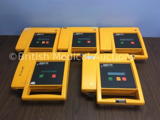 5 x Medtronic Physio-Control Lifepak 500 3D Biphasic Automated External Defibrillators with 5 x Flat